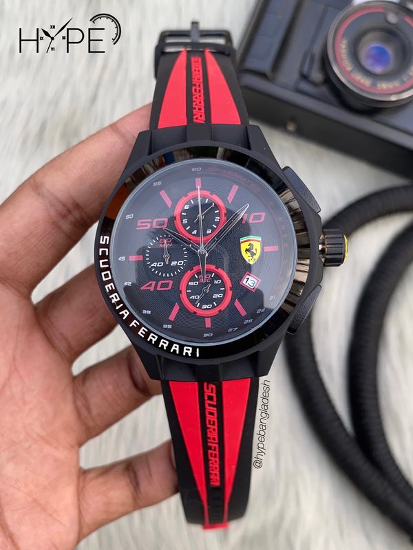 Ferrari chronograph rubber belt (Red)