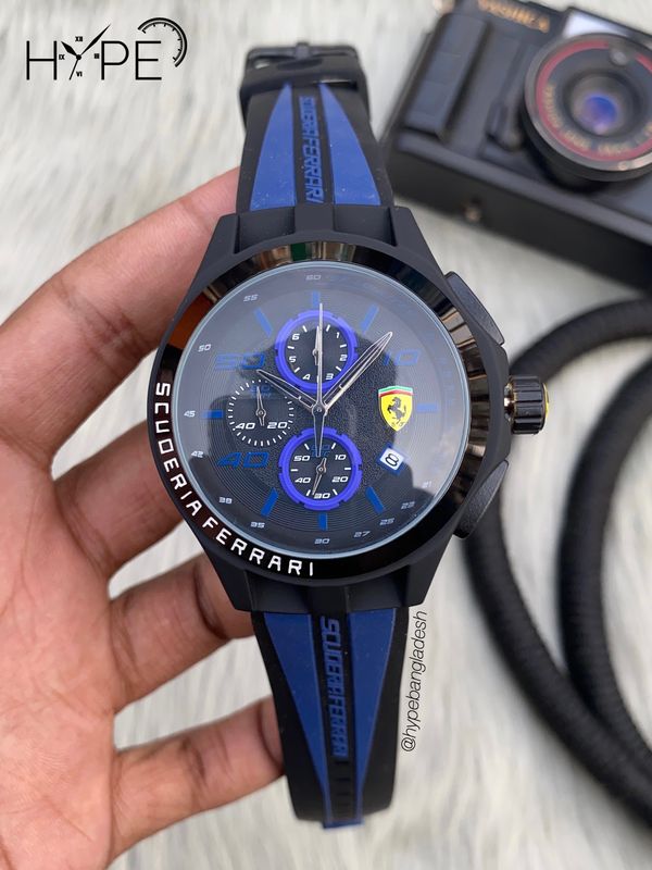 Ferrari chronograph rubber belt (Blue)