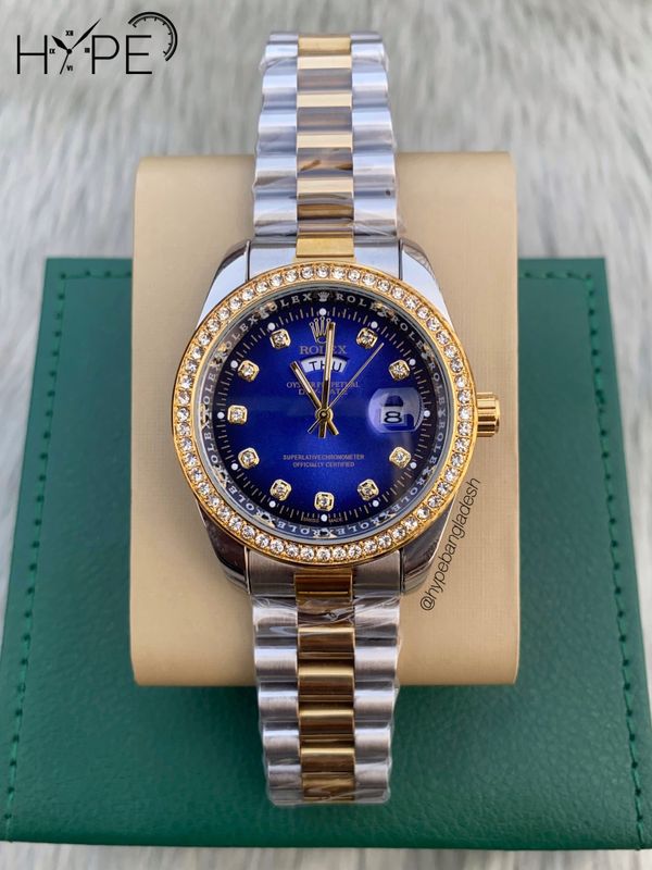 R0LEX DayDate stone bezel (Blue dial)
