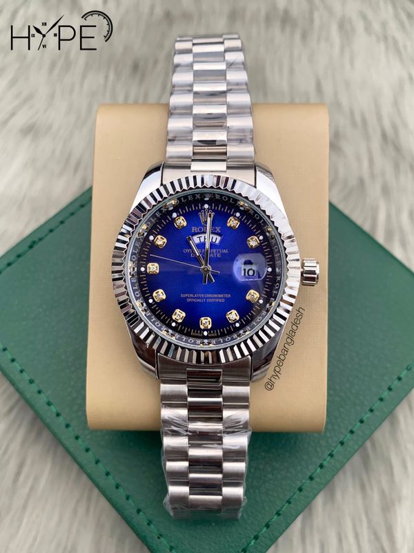 R0LEX DayDate Silver (Blue dial)
