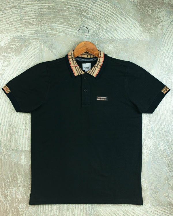 BB 12 Jaquard Collar Premium Polo Black