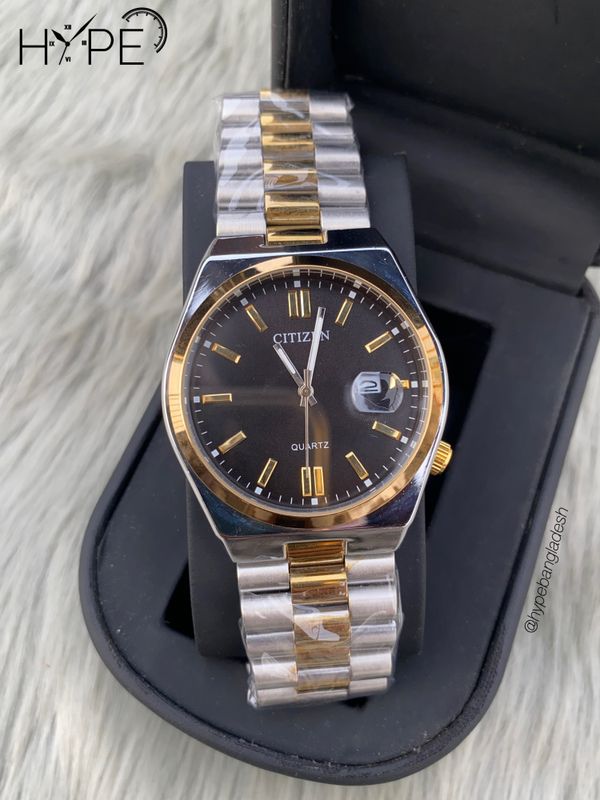 Citizen Quartz two-tone chain black dial