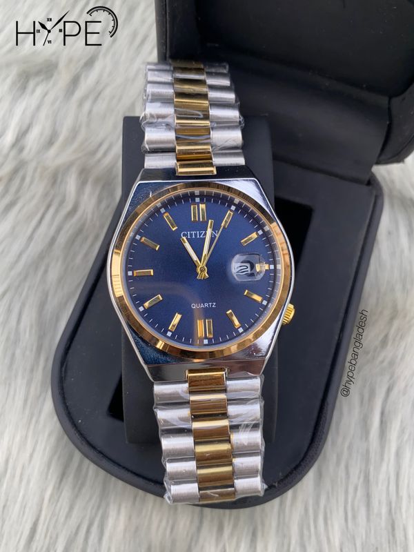 Citizen Quartz two-tone chain blue dial