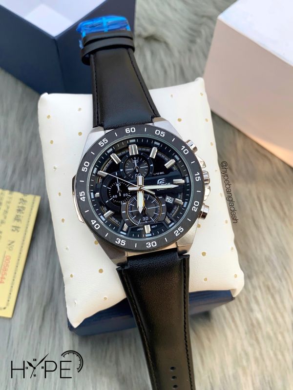 Edifice 1:1 chronograph leather belt (black)