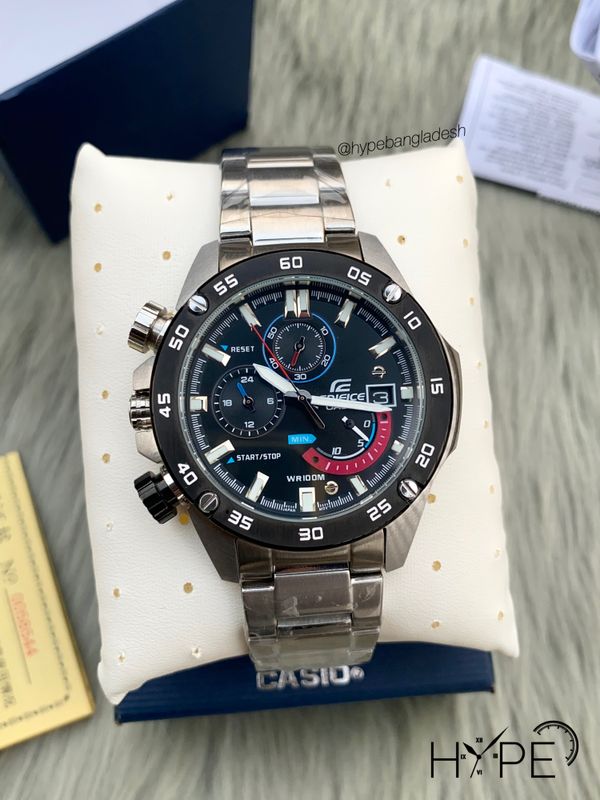 Edifice 1:1 chronograph stainless steel chain (black dial)