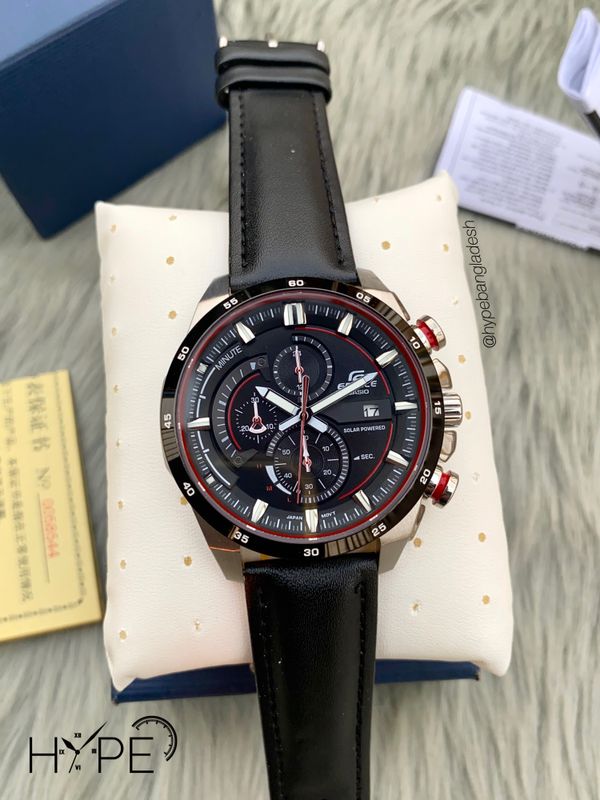 Edifice 1:1 chronograph leather belt (black)