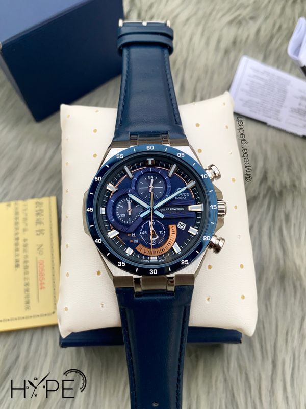 Edifice 1:1 chronograph leather belt (blue)