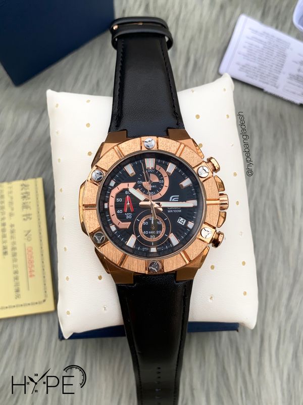 Edifice 1:1 chronograph leather belt (rosegold)