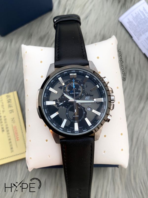 Edifice 1:1 chronograph leather belt (black )