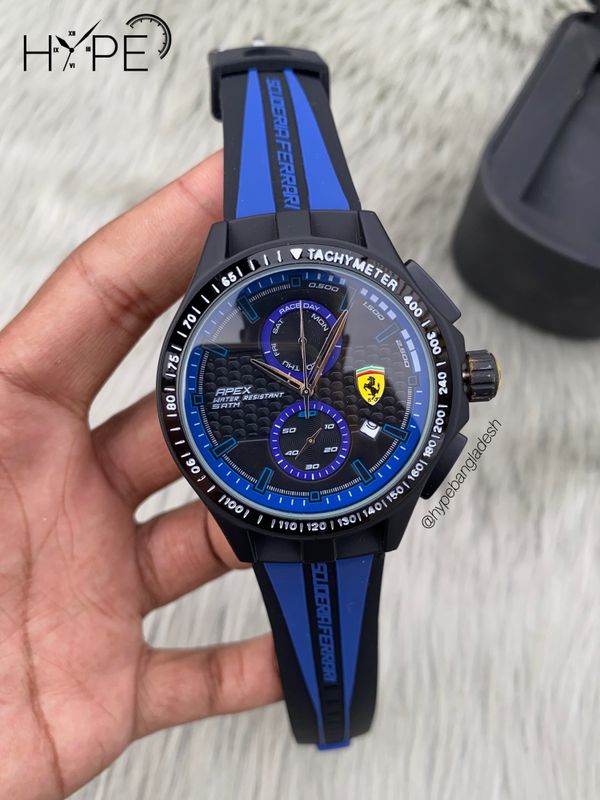 Ferrari chronograph rubber belt (blue) style-2