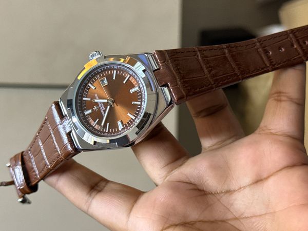 VACHERON CONSTANTIN BROWN BELT SILVER CASE BROWN DIAL