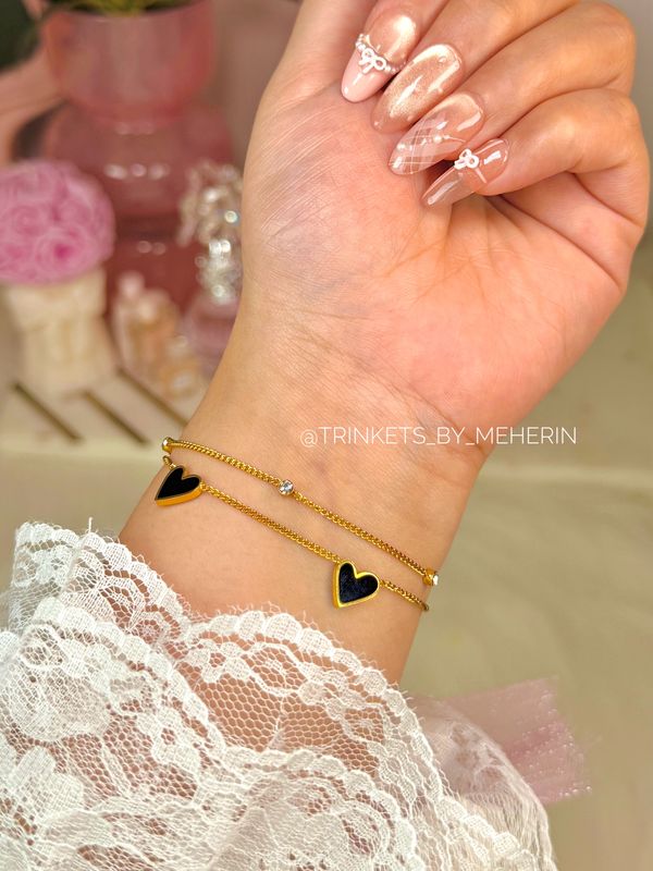 Double layer black love bracelet