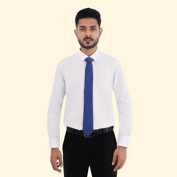 Regular Fit Full Sleeve Cotton Shirt (White)