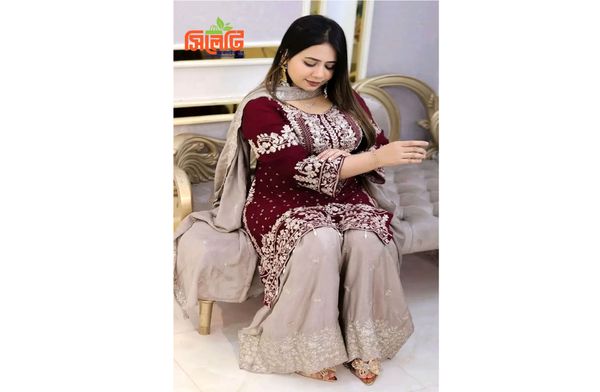 গারারা জর্জেট থ্রি-পিস
