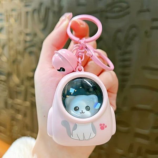 Astronaut Cat Schoolbag Luminous Nightlight Keychain Accessories Bag Decorations Pendant
