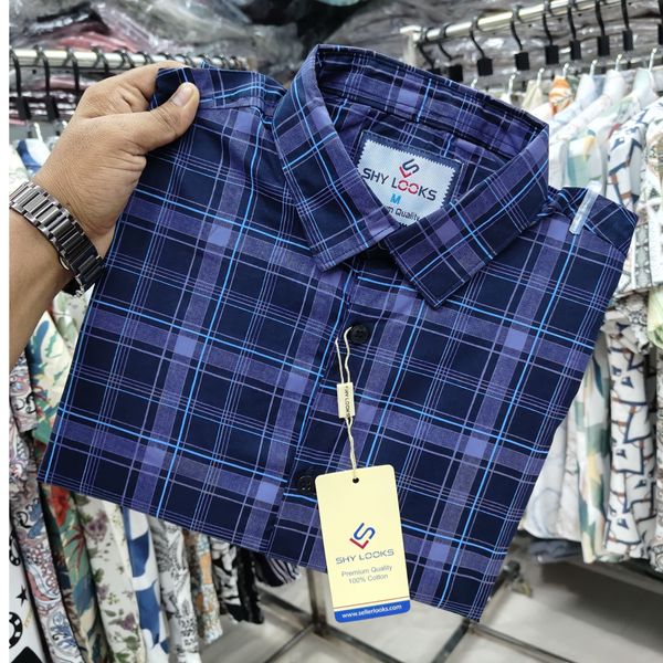 Shy Looks Pure Cotton Full Sleeve Check Shirt for Men's