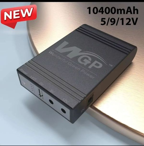 New Version WGP mini UPS 10400mAh – 5/9/12V – With 1 Year Warranty – Black