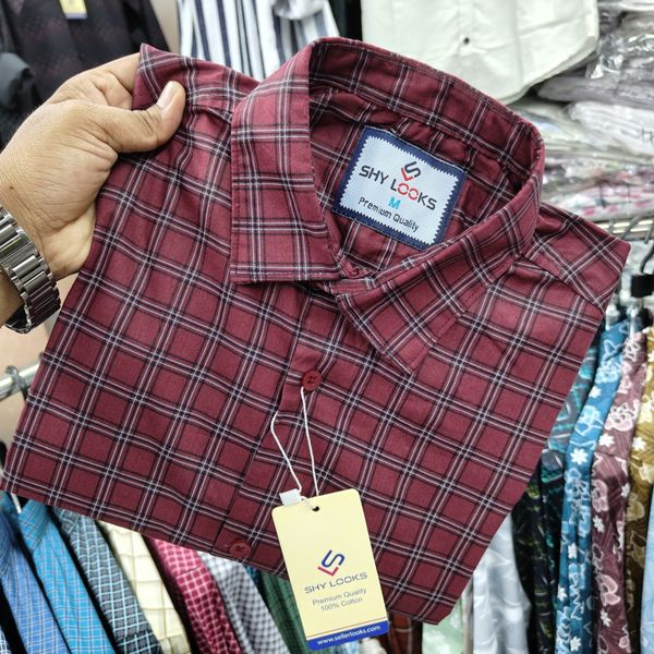 Shy Looks Pure Cotton Full Sleeve Check Shirt for Men's