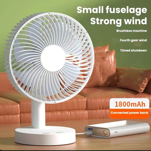 Rechargeable Fan F32B Desktop Fan Table Fan – 6 inch, 6 Blade, 1800Mah, 4 Wind Gear, low noise, 90 Degree Rotatable, USB Rechargeable, Compact Mini Fan Small Fan
