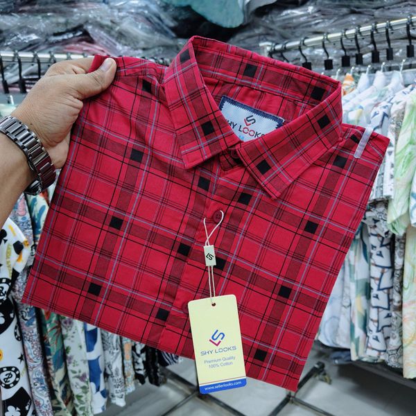Shy Looks Pure Cotton Full Sleeve Check Shirt for Men's