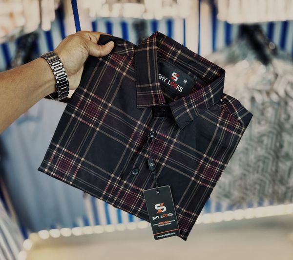 Shy Looks Pure Cotton Full Sleeve Check Shirt for Men's