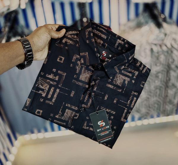 Shy Looks Pure Cotton Full Sleeve Print Shirt for Men's