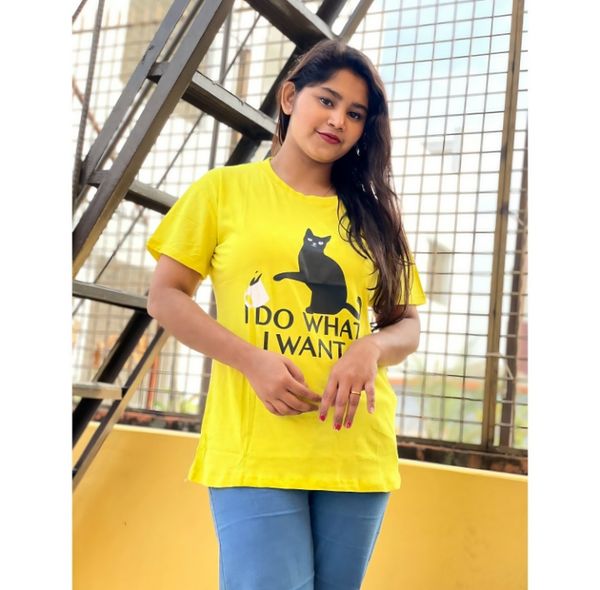DTF Printed ladies T shirt | Half Sleeve Plain | Regular Fit Ladies T Shirt for Women & Girls