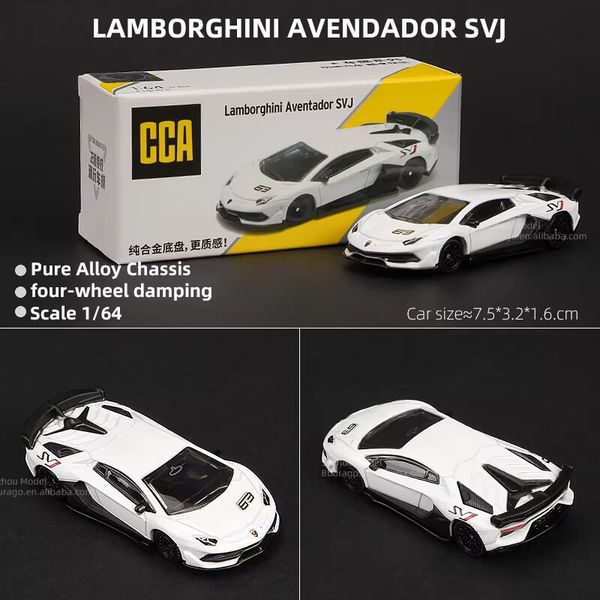 CCA 1:64 Lamborghini Aventador SVJ White Alloy Model Car