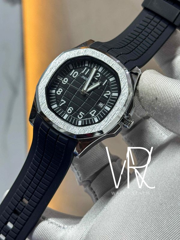 PATEK AQUANAUT BLACK DIAL SILVER CASE