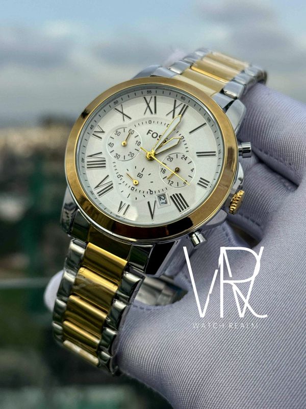 FOSSIL AUTO TWO TONE WHITE DIAL