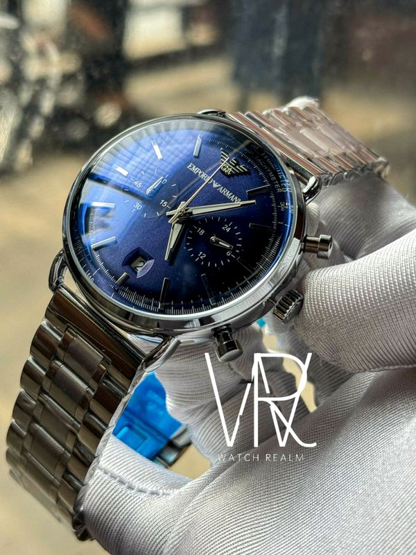 ARMANI SIMPLE SILVER CHAIN BLUE DIAL