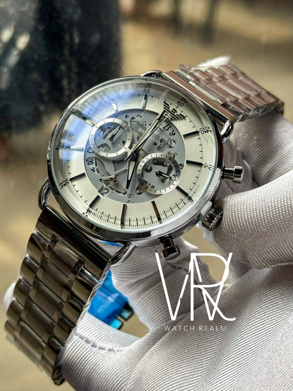 ARMANI OVAL SILVER CHAIN WHITE DIAL