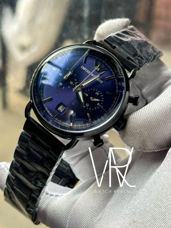 ARMANI SIMPLE BLACK CHAIN BLUE DIAL