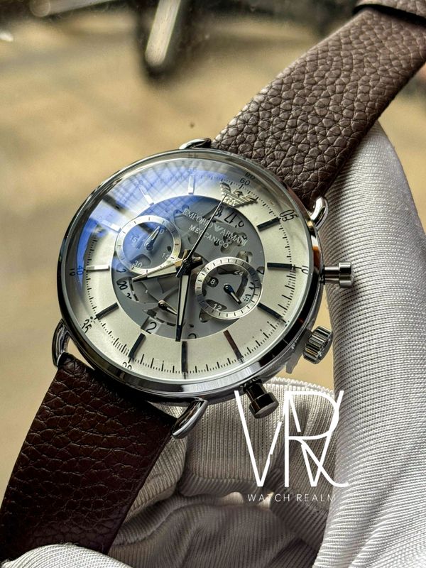 ARMANI OVAL BROWN BELT WHITE DIAL
