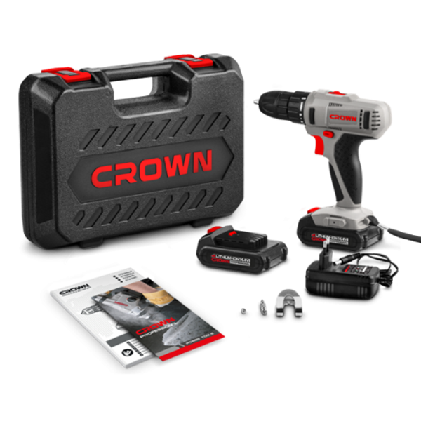 CROWN Professional 14.4V Cordless Drill/Screwdriver with 2pcs Battery & Charger, 14.4V, 1.5Ah, 10mm, 28N.m; CT21055L-1.5 BMC