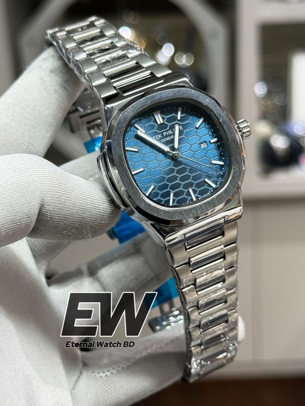 PATEK SWEEP CHAIN HONEYCOM BLUE DIAL