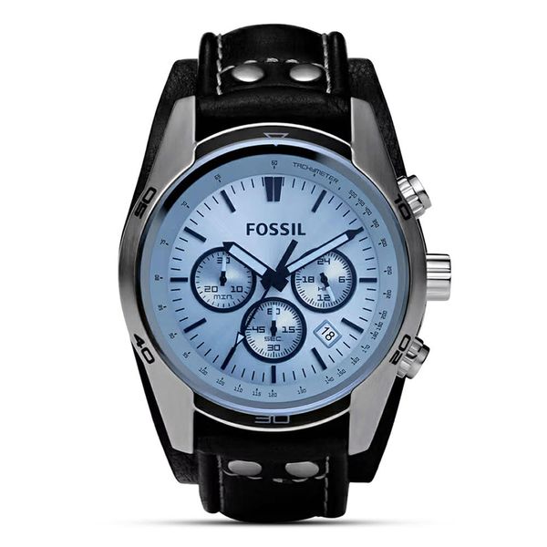 FOSSIL COACHMANCHRONOGRAPH BLUE DIALLEATHER STRAP WATCHCH2564