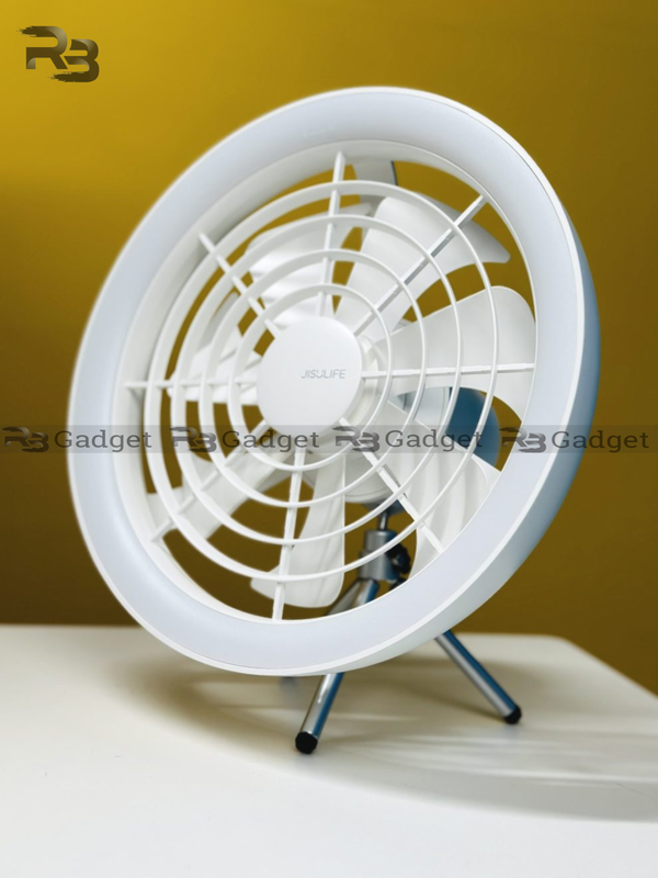 JISULIFE FA17 Rechargeable Fan with LED Light and Table Tripod