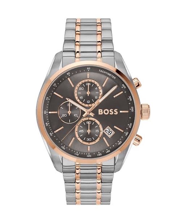 HUGO BOSS GRAND PRIXCHRONOGRAPH GREY DIAL TWO TONE STEEL STRAP WATCH FOR MEN 1514252