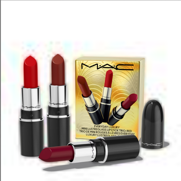 MAC Everyday Luxury Mini Lustreglass Lipstick Trio (Red) (COS979)