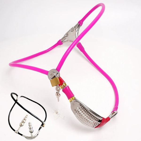 Female Chastity Belt Pant Invisible Stainless Steel Chastity Device Underwear with Lock Vaginal Plug Bondage Sex Toys for Women