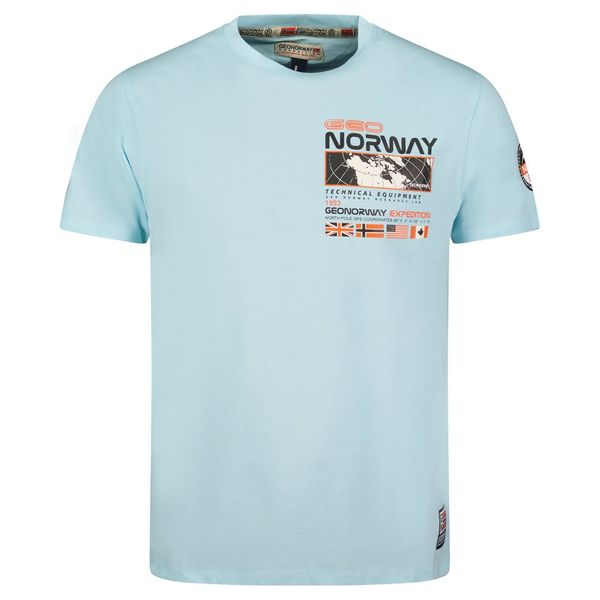 T-Shirt Men Short Sleeve with Sky Blue Flag