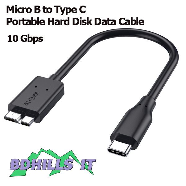 Portable HDD Data Cable 10 GBPS ThunderBolt Cable Micro B to Type C