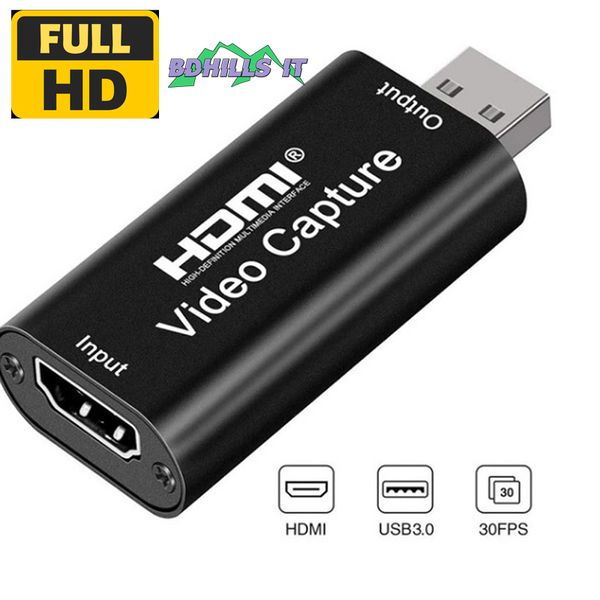 Video Capture Card 1080P Hdmi To Usb Usb 3.0 Video Capture Device Audio Video Recording for Streaming Phone Game Camera Live Stream Broadcast hdmi capture