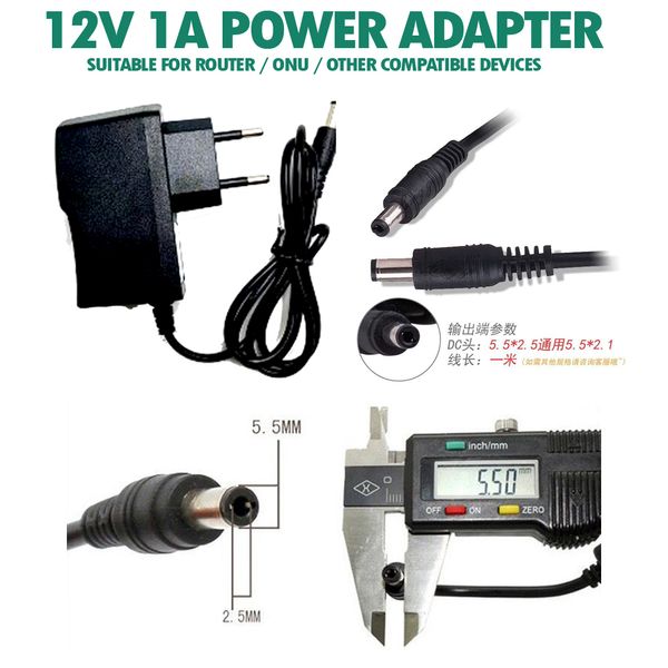 12V 1A Power Adaptor For Router Onu Camera Etc