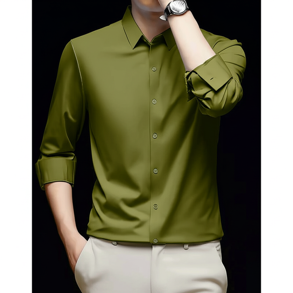 Micro stitch shirt- Olive green (Premium)