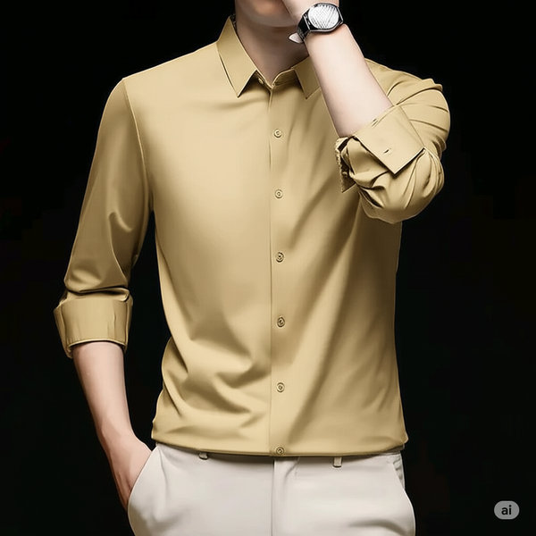 Micro stitch shirt- Camel