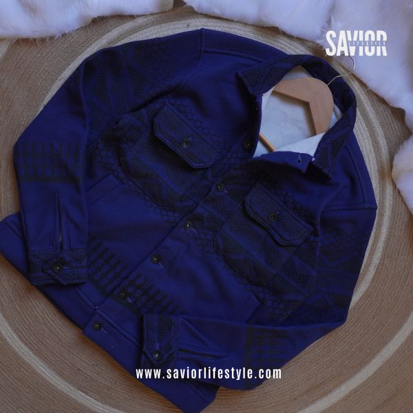 Royal Blue Pattern - Winter Shacket