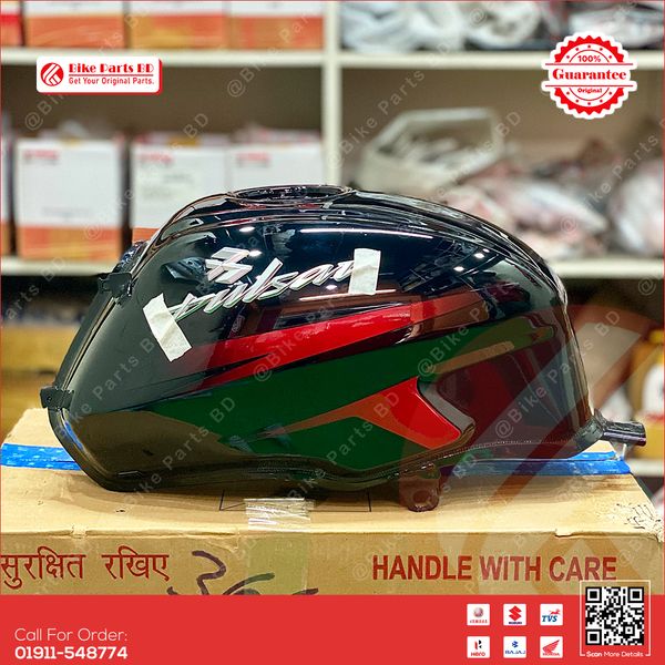 Fuel tank for Bajaj Pulser UG4.6 (Single Disk, Black-Red) bike.