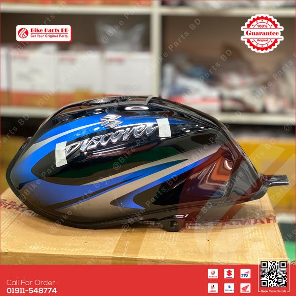 Fuel tank for Bajaj Disover 125 Black-Blue bike.